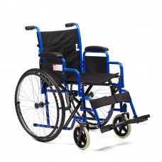 Кресло-коляска Н 035 для инвалидов, механическая, цвет черный, стальная рама, грузоподъемность до 110 кг, вес 18,7 кг, литые или пневмоколеса по выбору, ширина сиденья по выбору: 41, 43,5, 46, 48,5, 51 см