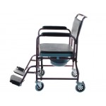 Складное кресло-туалет для инвалидов на колесах с мягким сиденьем и съемными подлокотниками и подножками LY-800-690