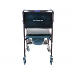 Складное кресло-туалет для инвалидов на колесах с мягким сиденьем и съемными подлокотниками и подножками LY-800-690